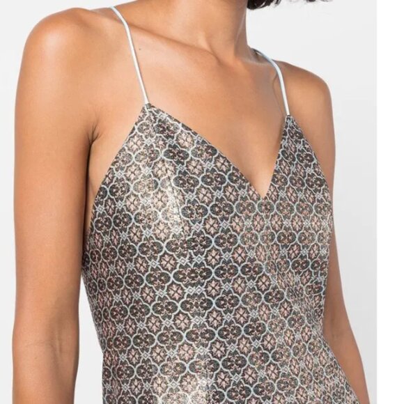 Alice + Olivia 'Tayla' Metallic-Jacquard Mini-Dress, Waterfall Multi - Picture 4 of 4